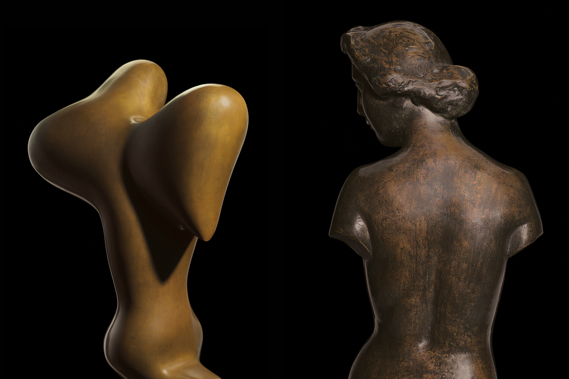 Two bronze statues