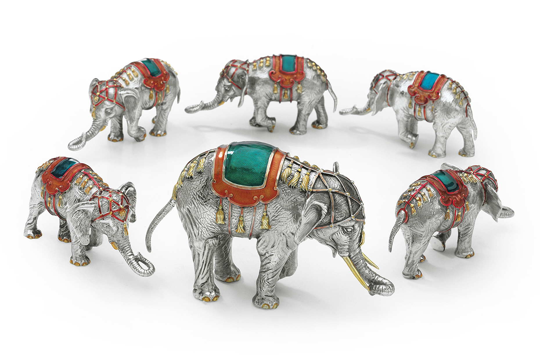 Elephants circle.